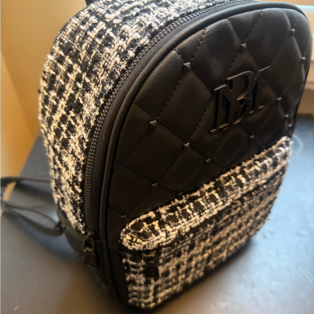 Badgley Mischka Black and White diamond studded Quilted Backpack